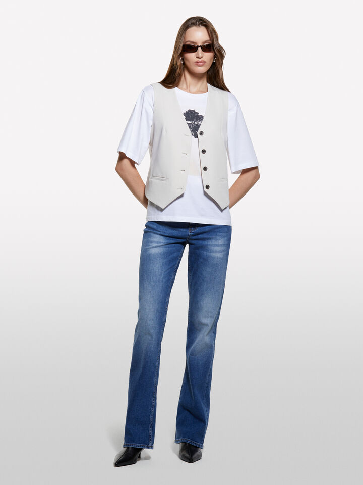 Beige slim fit vest - women's vests and sleeveless jackets - Beige | Sisley image number 1